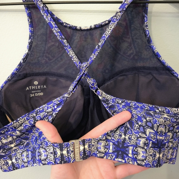 Athleta Baja Blue High Neck Swimsuit Bikini Top Underwire Cups 34D 34DD - Picture 6 of 10